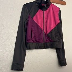 Dark Grey, Pink, and Purple Geometric Workout Jacket Size L (kids) or S (adult)